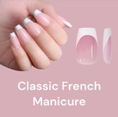 Soft Geltips Short Square Classic French Nails Press Ons - French Manicure - 150 stuks Full Cover Frosted Nepnagels - Nepnagels met Lijm - Plaknagels met Lijm - 100 % soak-off - 150 stuks in Doos
