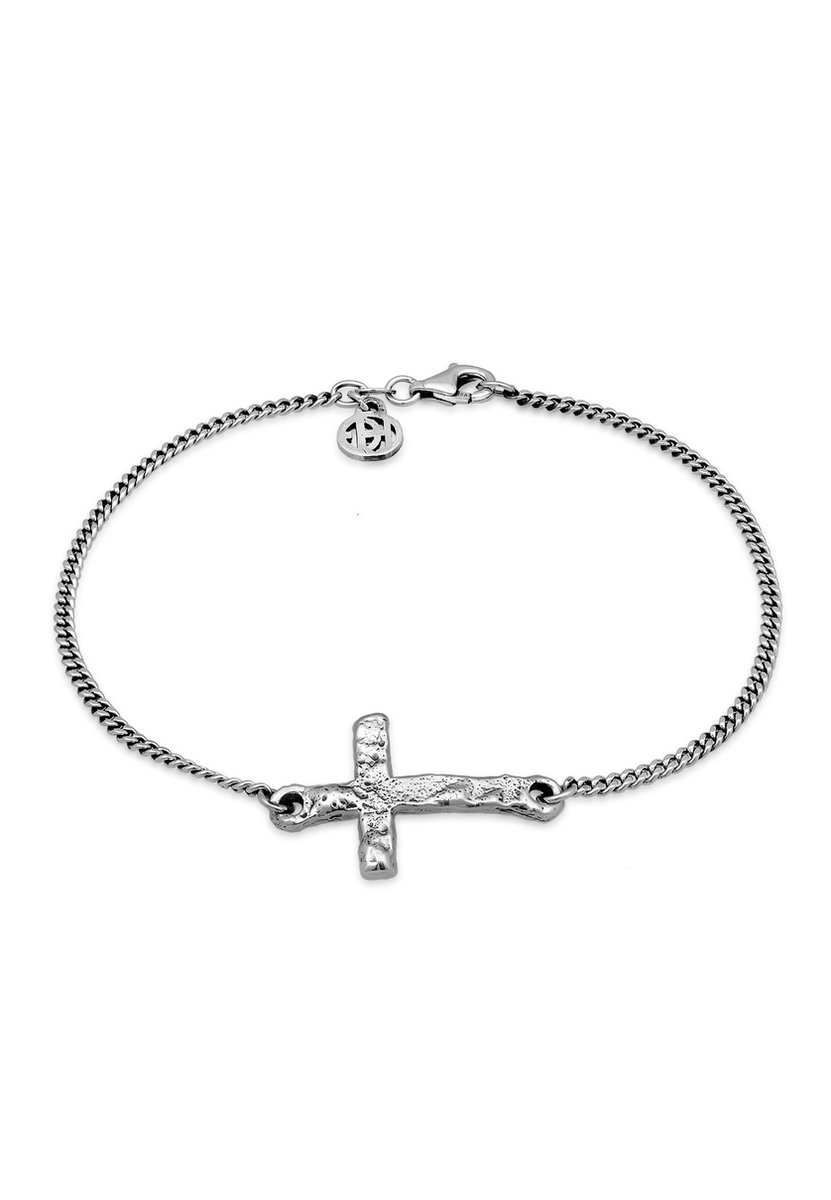 Haze & Glory - Armband - HG HAZE & GLORY - Armband heren in 925 Sterling Zilver, sieraden mannen, geoxideerd zilveren armband, kruis, 21 cm - Heren