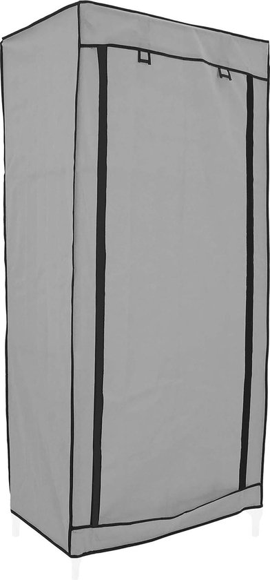 Armoire penderie en tissu déhoussable 70 x 45 x 155 cm gris avec porte à enroulement. Système de rangement pour vêtements avec porte roulante pratique. Armoire à vêtements