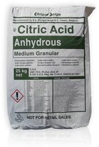 Citroenzuur - 25 kg - CitriBel - Citric Acid Anhydrous - Citroenzuur - Schoonmaakzuur - medium granulaat - Ontkalker - Bruismiddel