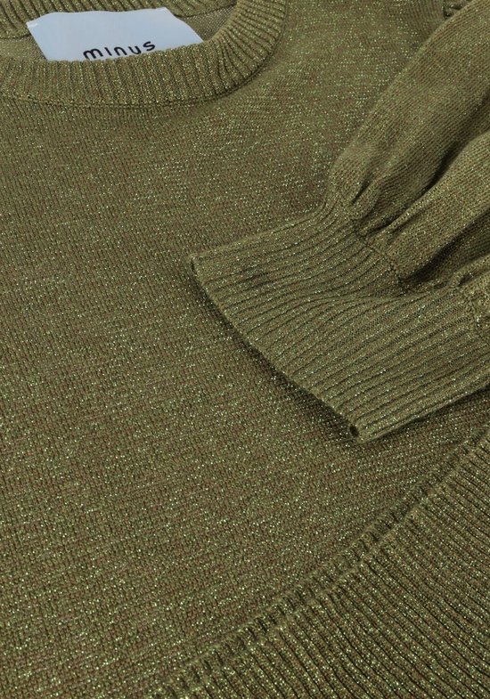 Minus Liva Puff Sleeve Metallic Knit Pullover Tops & T-shirts Dames - Shirt - Groen - Maat L