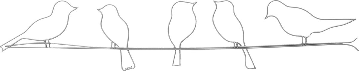 Art for the Home Metal Art Vogels op draad zilver 60x12,5cm