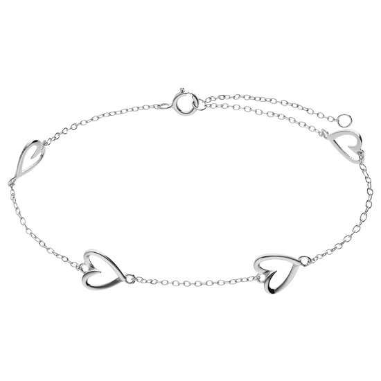 Lucardi Dames Zilveren armband hartjes - Armband - 925 Zilver - Zilver - 19 cm