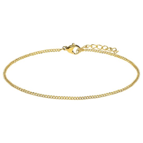 Lucardi Dames Stalen goldplated armband gourmet 2mm - Armband - Staal - Goud - 19 cm