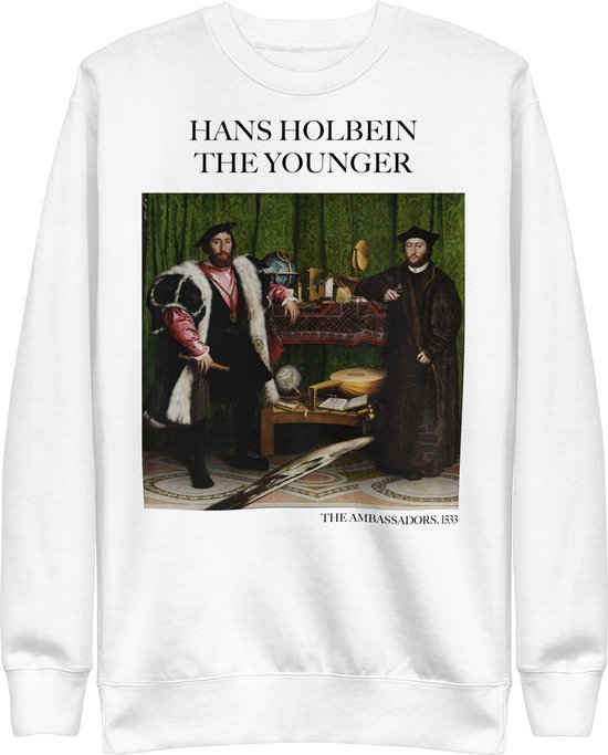 Hans Holbein de Jongere 'De Ambassadeurs' ("The Ambassadors") Beroemd Schilderij Sweatshirt | Unisex Premium Sweatshirt | Wit | L