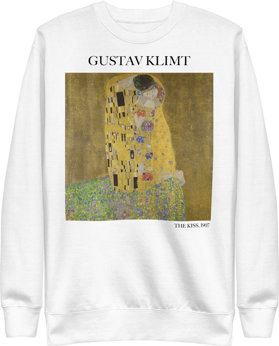 Gustav Klimt 'De Kus' ("The Kiss") Beroemd Schilderij Sweatshirt | Unisex Premium Sweatshirt | Wit | M