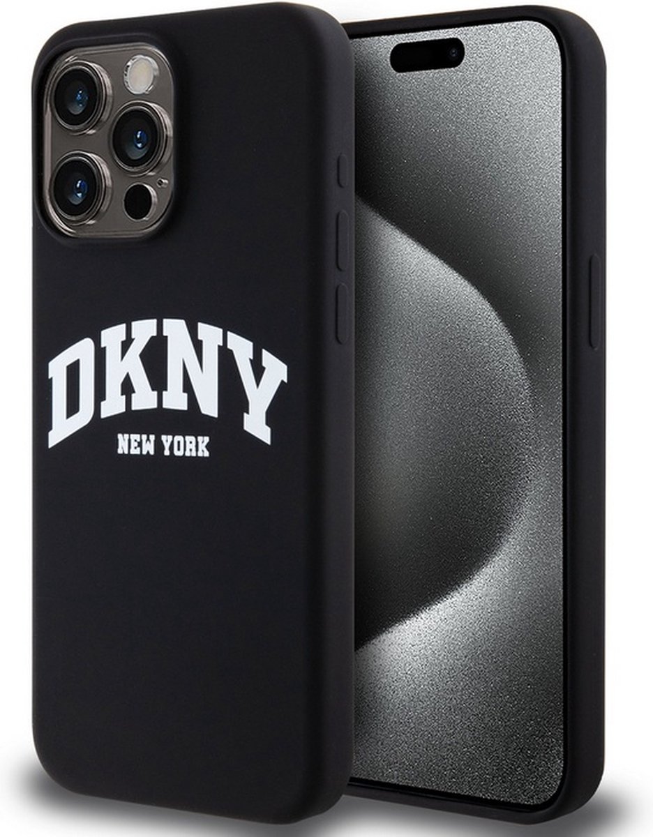 DKNY Silicone Arch Logo Back Case (MagSafe Compatible) - Geschikt voor Apple iPhone 13 Pro Max (6.7") - Zwart