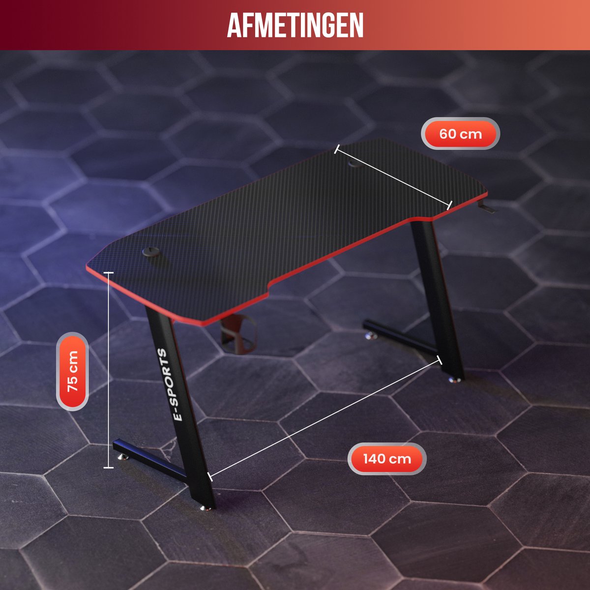 Avalo Gaming Bureau - Game Desk - 140x60x75 cm thumbnail 4