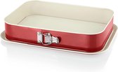 Vierkante bakvorm 35x24 cm rood-crème met bescherming tegen lekken anti-aanbaklaag Springvorm