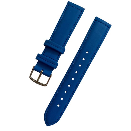 Leren horlogebandje - zilveren buckle - echt leer - Ocean blue