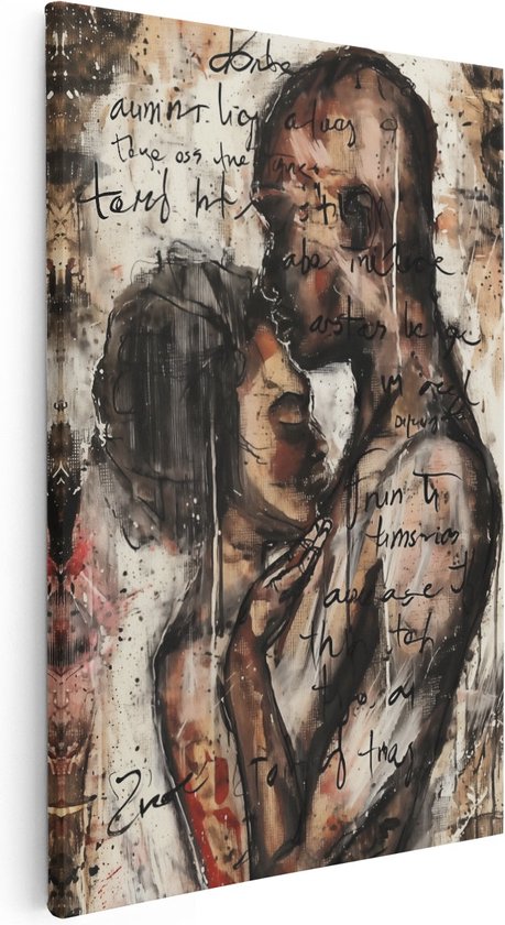 Artaza Canvas Schilderij Kunstwerk van een Man en Vrouw die Elkaar Knuffelen - 20x30 - Klein - Foto Op Canvas - Canvas Print