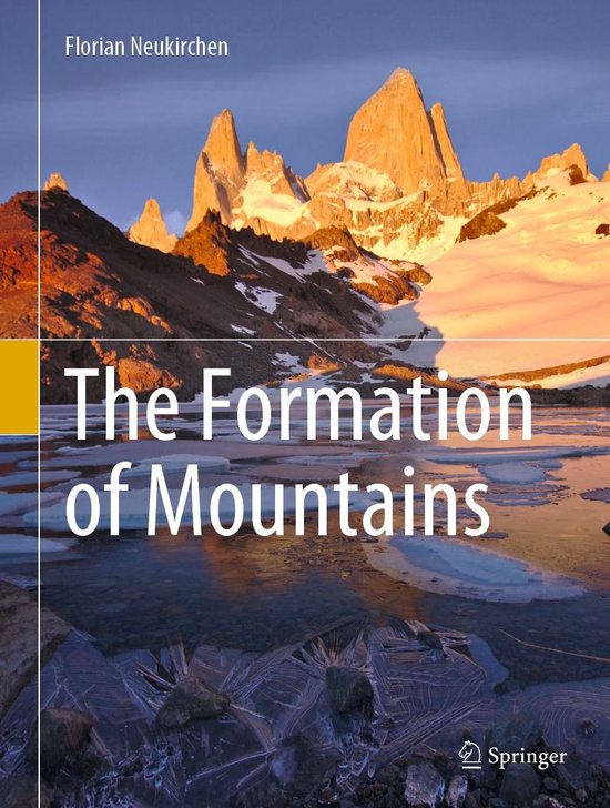 Boek "The Formation of Mountains" van Florian Neukirchen met een berglandschap bij zonsopgang.