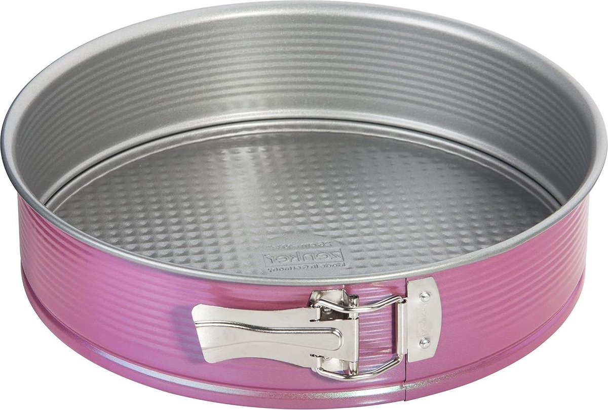 Creatieve Studio Springvorm Ø 26 cm Bakvorm met Platte Bodem Ronde Taartvorm met Antiaanbaklaag Creatief Bakken (Kleur: Roze Zilver) 1 Stuk Springvorm
