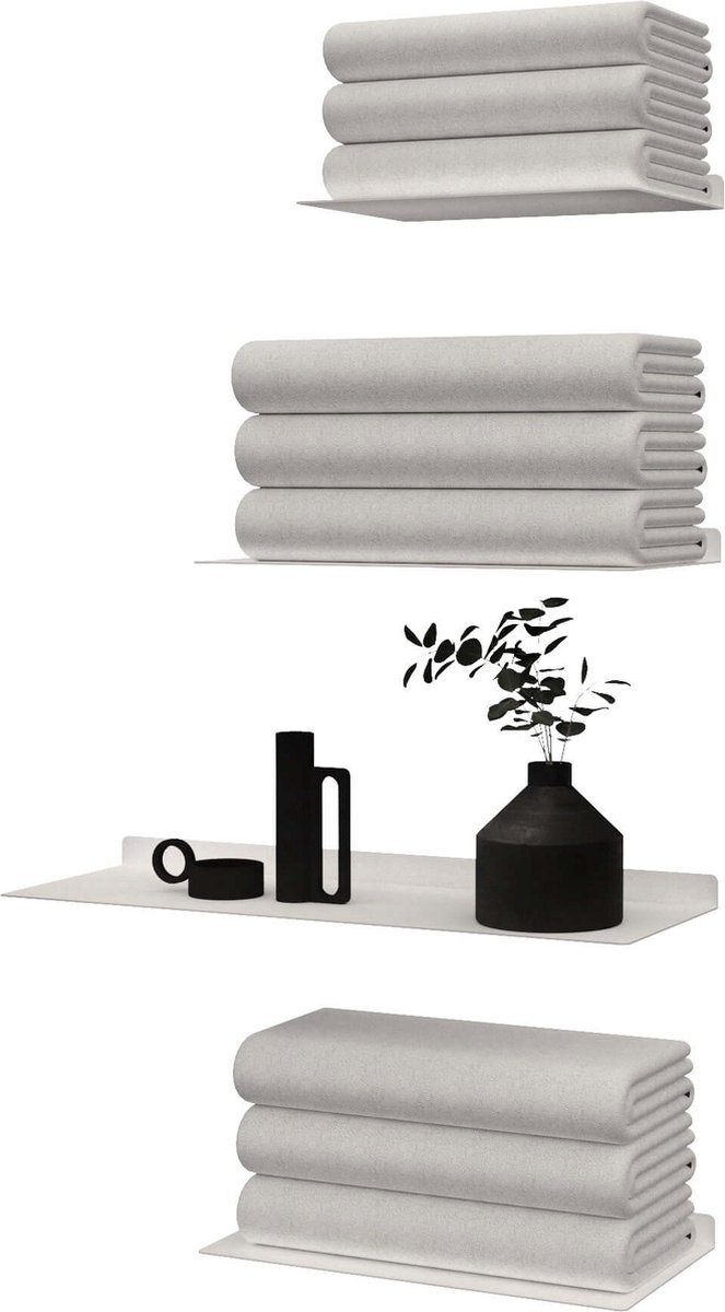 Handdoek plankjes - set van 4 - Kleur Wit / handdoekrek badkamer - handdoekenplank