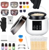 TX Store - Kit de fabrication de Bougies - Fondoir électronique - avec cire d'abeille - ensemble complet - Bougies parfumées - noir/blanc