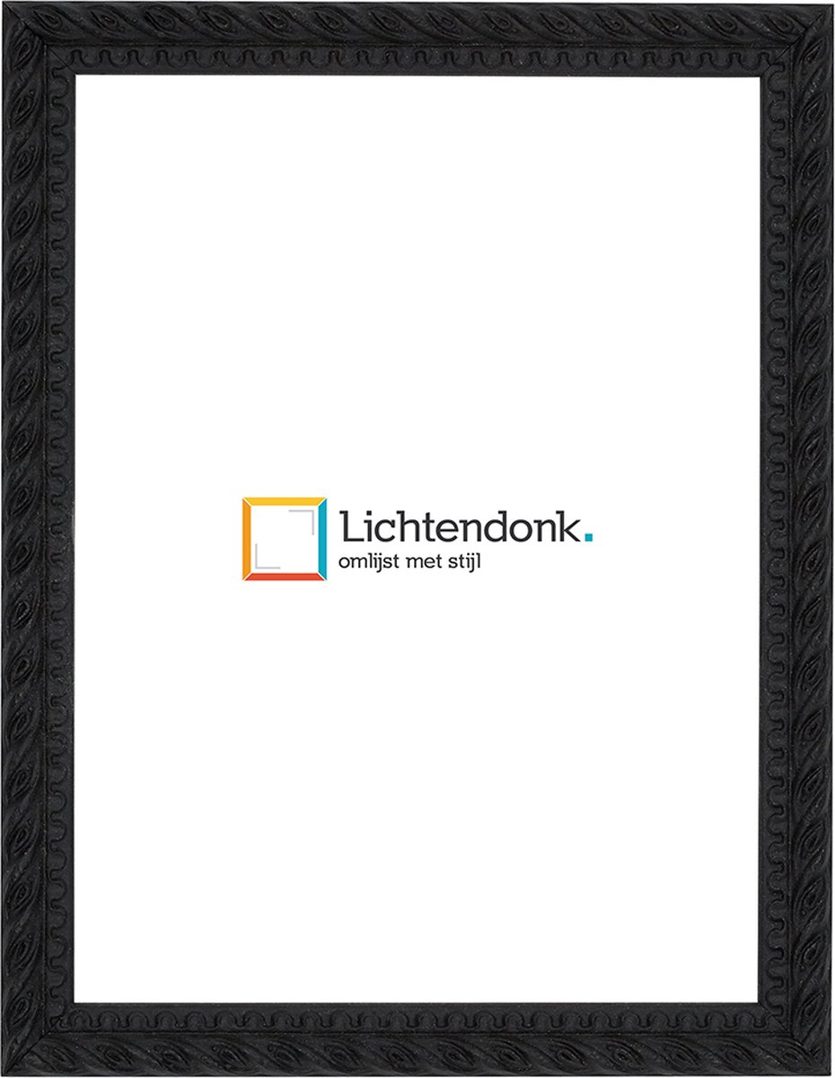 Lichtendonk Fotolijst Barok Zwart - Fotomaat 45x60 - Ontspiegeld Glas - Art.nr. 218-705