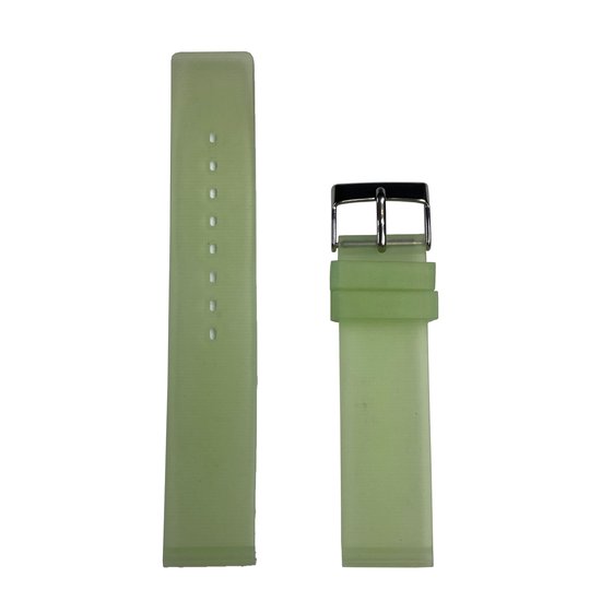 Horlogeband - 20mm - Licht Groen - Transparante silicone band - Roestvrijstalen gesp