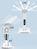 3in1 Multifunctionele Tafellamp - Led Vier-Koppige - Met Ventilator - Kalender - Klok - Usb Oplaadbare Bureaulamp 3 Kleur Leeslamp