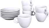 Tasses à café de Luxe - Wit - 35 ml - 6 pièces - Avec soucoupe - Set - Pack - Tasse à café - Tasses à café - Porcelaine - 3,5 cl - Qualité - Blanco - Geen de texte - Non imprimé - Ensemble de tasses à café - Paquet de tasses à café