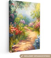 Canvas schilderij 40x60 cm - Wanddecoratie Natuur - Landschap - Bloemen - Kleurrijk - Muurdecoratie woonkamer - Slaapkamer decoratie - Kamer accessoires - Schilderijen