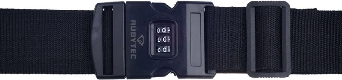 Rubytec Kofferriem met Slot - 183 x 5 cm - Spanband - Polypropyleen - Kofferband - Bagageriem - Eenvoudige Bevestiging - Bagageband - Zwart