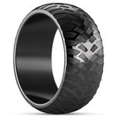 Tigris | 10 mm Zwarte Ring met Geometrisch Patroon