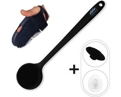 Blubs® – Set siliconen rugborstel, washand en gezichtborstel – Lichaamsborstel – Rugborstel douche met steel – Huidborstel – doucheborstel – bad- & doucheaccessoires – Badborstel met steel – Doucheborstel – Siliconen borstel – Massage – Zwart Blubs® – Set siliconen rugborstel, washand en gezichtborstel – Lichaamsborstel – Rugborstel douche met steel – Huidborstel – doucheborstel – bad- & doucheaccessoires – Badborstel met steel – Doucheborstel – Siliconen borstel – Massage – Zwart
