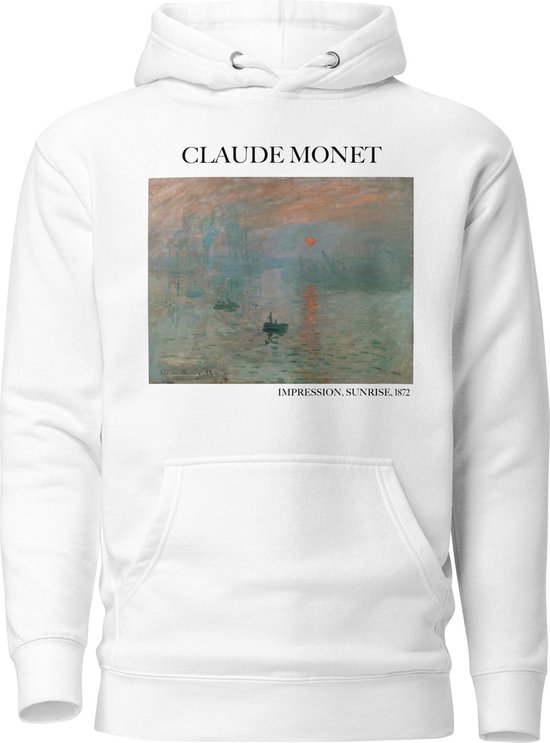 Claude Monet 'Impressie, Zonsopgang' ("Impression, Sunrise") Beroemd Schilderij Hoodie | Unisex Premium Kunst Hoodie | Wit | XL