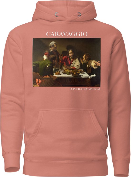 Caravaggio 'Maaltijd in Emmaus' ("Supper at Emmaus") Beroemd Schilderij Hoodie | Unisex Premium Kunst Hoodie | Dusty Rose | S
