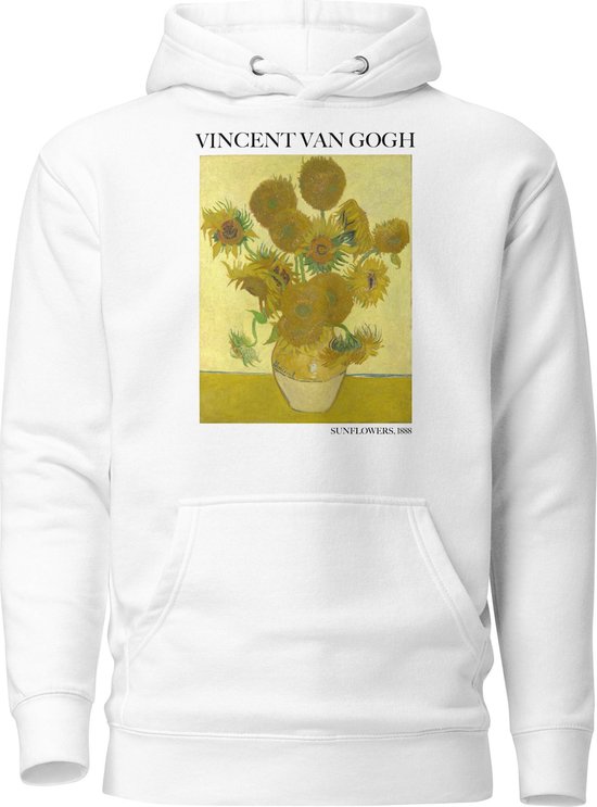 Vincent van Gogh 'Zonnebloemen' ("Sunflowers") Beroemd Schilderij Hoodie | Unisex Premium Kunst Hoodie | Wit | XL
