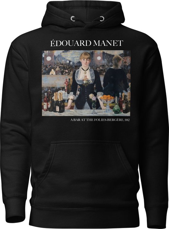 Édouard Manet 'Een Bar in de Folies-Bergère' ("A Bar at the Folies-Bergère") Beroemd Schilderij Hoodie | Unisex Premium Kunst Hoodie | Zwart | L