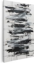 Artaza Canvas Schilderij Zwart Wit Abstract Kunstwerk - 80x120 - Groot - Foto Op Canvas - Canvas Print