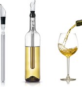 DOWO® - Wijnkoeler Stick - Wijnkoeler staaf - Wijn Koeler - RVS/Acryl - 32cm - Wine Cooler Stick - Wijnset - Wijn Accessoires - Wijnstopper - Wijnschenker