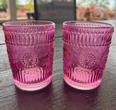 Water drinkglas - paars - Kitchen Goods & more - H: 10cm D: 8cm - 2 stuks