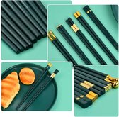 MGM Trading - Glasvezel Eetstokjes Herbruikbare 5 paar Multi-Style Eetstokset Chinese Japanse Chop Sticks Multipack Fancy Eetstokjes Anti-Skid Ontwerp Vaatwasmachinebestendig voor Sushi Aziatische gerechten (Groen)