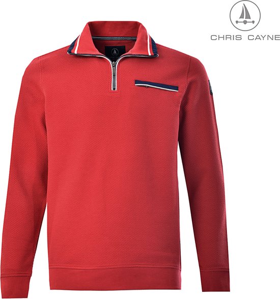Chris Cayne heren - sweatshirt - 3205 - rood - korte rits - maat L