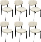 Lina®- Chaises de salle à manger MIA - Set de 6- Chaise Beige-Teddy- Pieds en métal