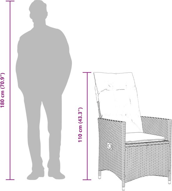 vidaXL-Tuinstoel-verstelbaar-met-kussens-poly-rattan-grijs