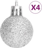 vidaXL - 70-delige - Kerstballenset - zilver - en - wit