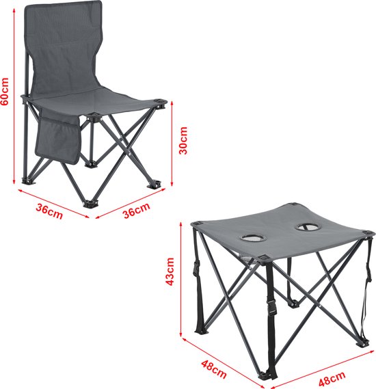 Tuinset Banzi 3-delig campingset opvouwbaar grijs casa.pro — afbeelding 3