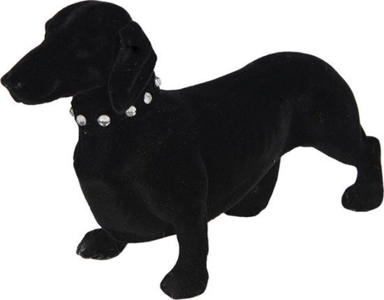 Teckel - beeld - zwart - fluweel - teckelbeeld - hond - 22x14cm