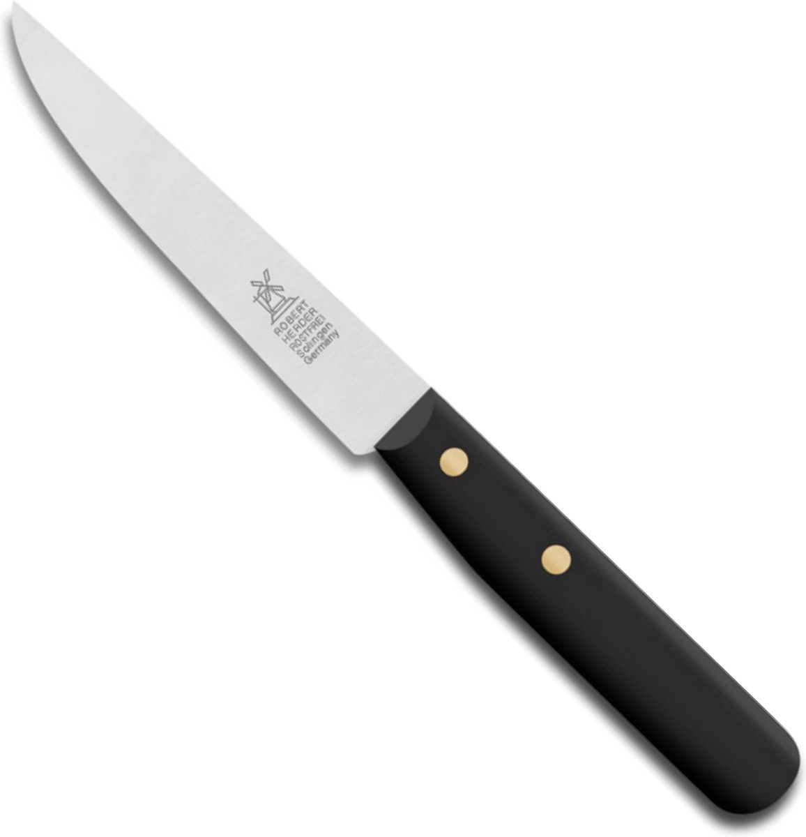 Robert Herder Steakmes – Buckels – RVS – Glad – Lemmet 11 cm – Heft POM Zwart