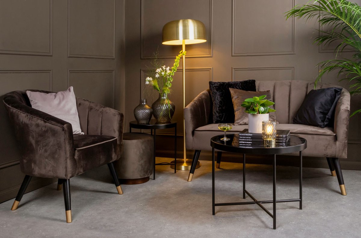 Leitmotiv Vloerlamp Capa - Metaal Mat Geborsteld goud - Ø42x150cm - Modern - Staande lampen voor Woonkamer - Slaapkamer thumbnail 2