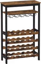 In And OutdoorMatch Casier à vin Clarissa – Casier à vin 24 Bouteilles – Armoire à vin – Autonome – Casier à bouteilles avec supports en verre – Pour Cuisine – Bar – Salle à manger – Marron Vintage / Zwart