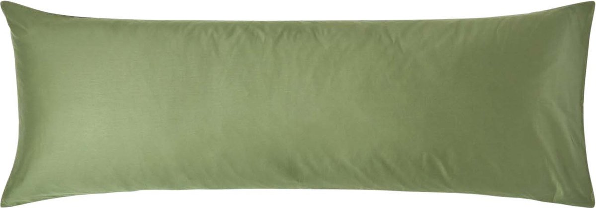 Homescapes Biologisch Kussensloop 50x140 cm Langwerpig – Mosgroen – Draaddichtheid 400