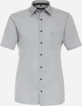 CASA MODA comfort fit overhemd - korte mouw - popeline - grijs - Strijkvrij - Boordmaat: 48