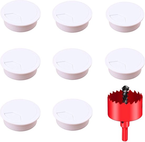 Bureaudoorvoertule en kabeldoorvoer 6,5 cm (10 stuks) - zwart koord gathoes met gatzaag - kabelmanagementset voor kantoor, tv-standaard, werkstation - Verberg draden achter de muur, kabeldoorvoer Bureaudoorvoertule en kabeldoorvoer 6,5 cm (10 stuks) - zwart koord gathoes met gatzaag - kabelmanagementset voor kantoor, tv-standaard, werkstation - Verberg draden achter de muur, kabeldoorvoer