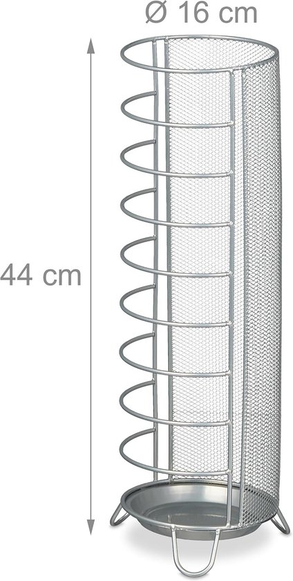 paraplubak, HxØ: 44 x 16 cm, metaal, ronde paraplustandaard, modern design, paraplumand, hal, gang, zilver
