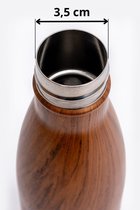 Roestvrijstalen thermosfles 500 ml - Lekvrij en BPA-vrij - Houdt 12 uur warm en 24 uur koud - Luchtdicht - Thee, koffie en koude dranken - Elegant - Houtkleur - Isoleerfles