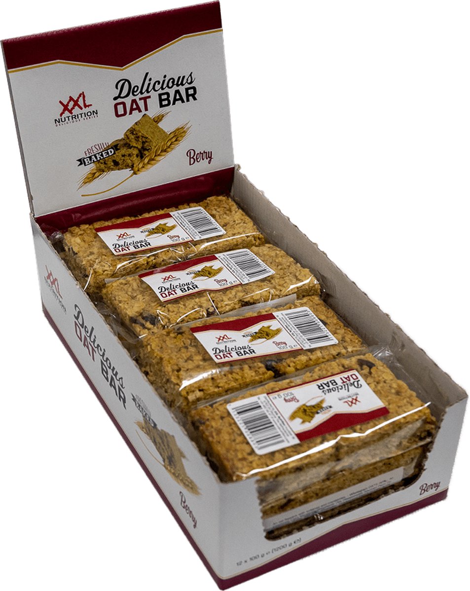 Goedkoopste XXL Nutrition - Delicious Oat Bar - Havermoutreep Supplement - Reep van Havermout - Gezonde Snack - Diverse Smaken - Bessen (Vegan) - 12 Pack
